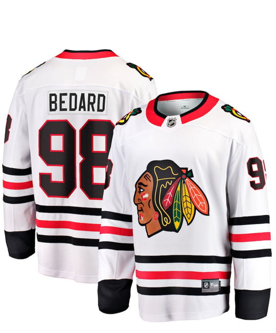 Connor Bedard Vit Chicago Blackhawks Bortapremium Spelatröja